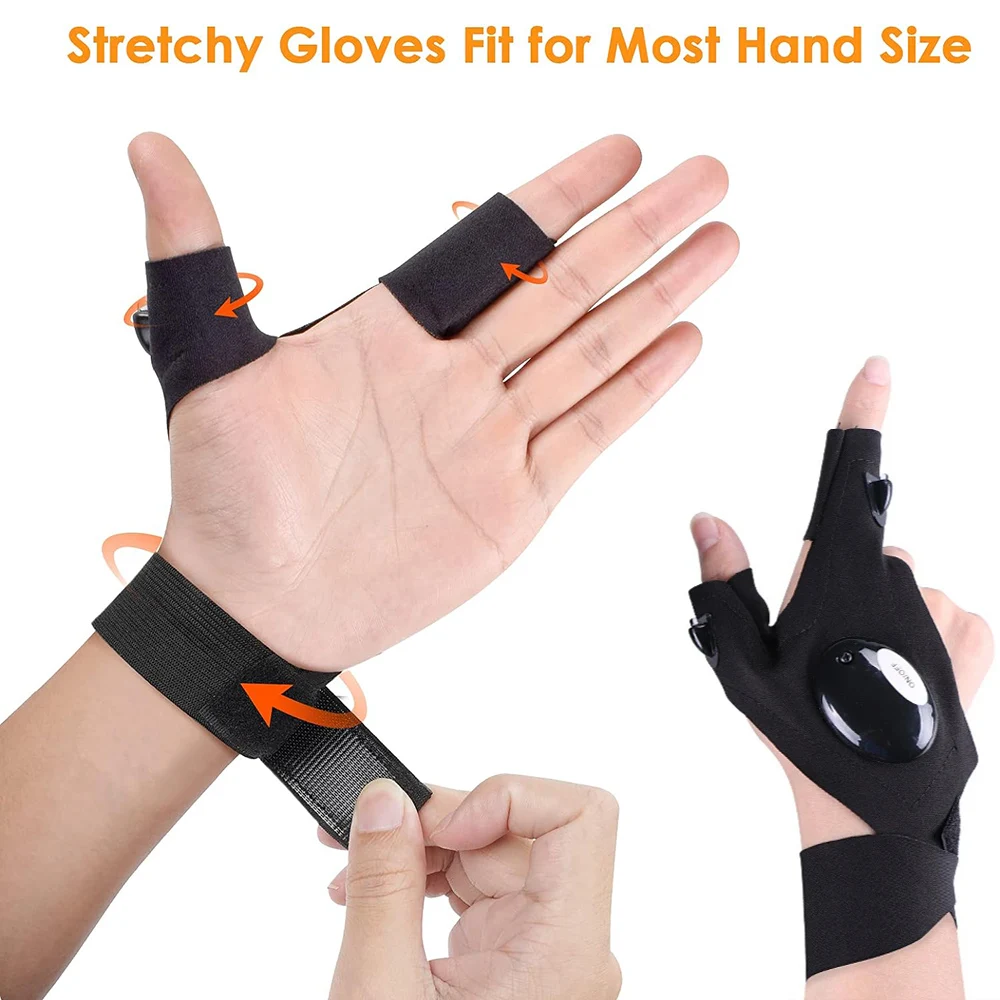 新しい LED フィンガー懐中電灯屋外釣り手袋トーチ指なしグローブライトキャンプハイキング作業サバイバルレスキューライト