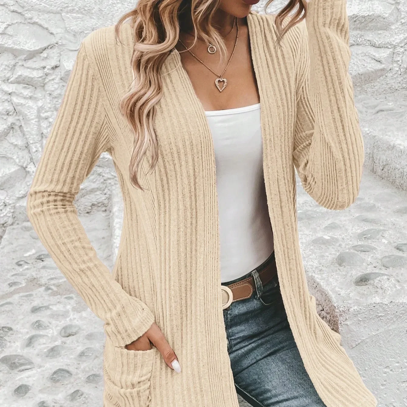 Nieuwe Lange Mouw Gebreide Trui Vrouwen Vesten Effen V-hals Gebreide Trui Vest Vrouwen Tops Sueter Feminino Truien 2025Q436