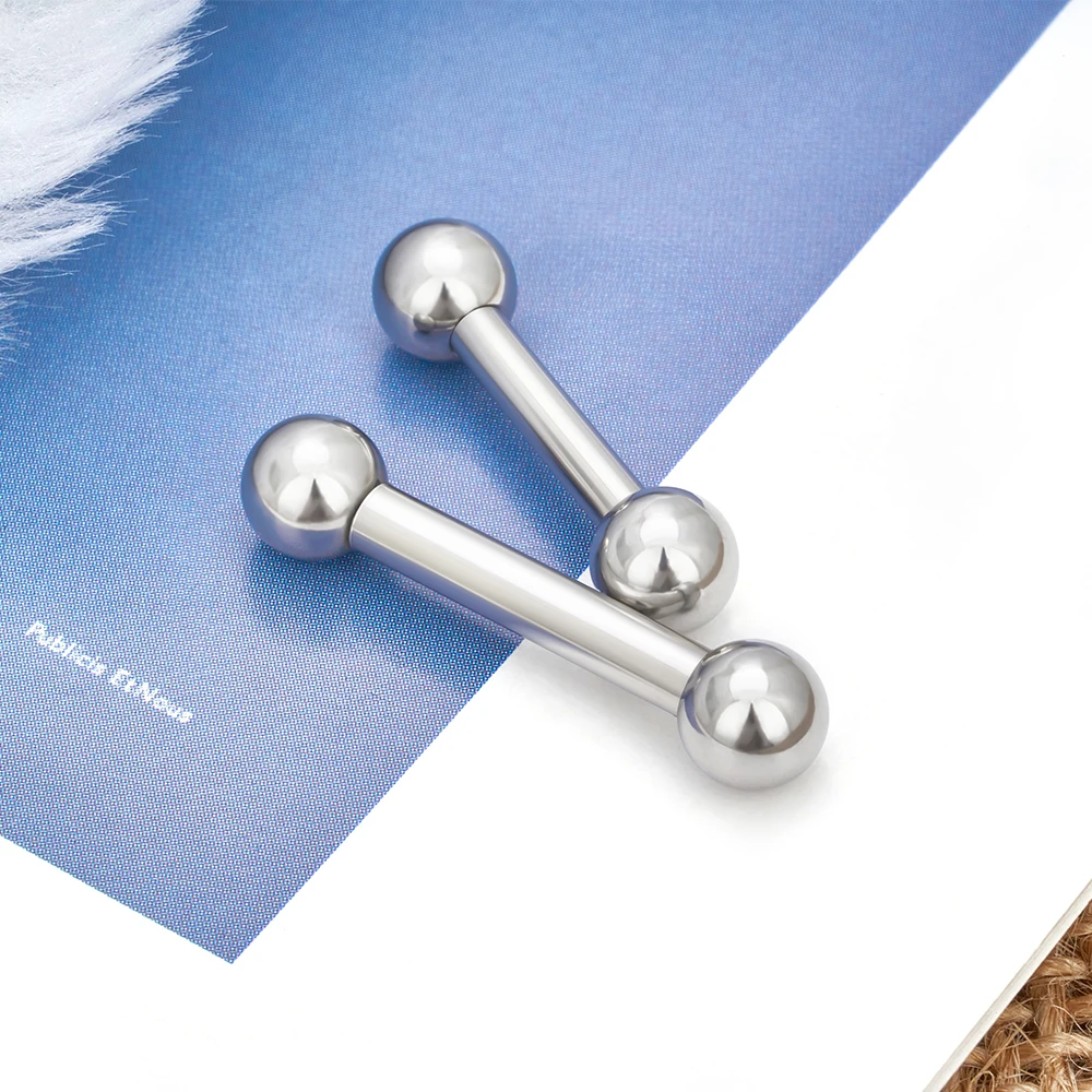 ASTM F136 Titanium Curved Barbell Nose Ring Large size Threaded With Balls Earring Lip Stud Eyebrow Labret Body Jewelry Piercing