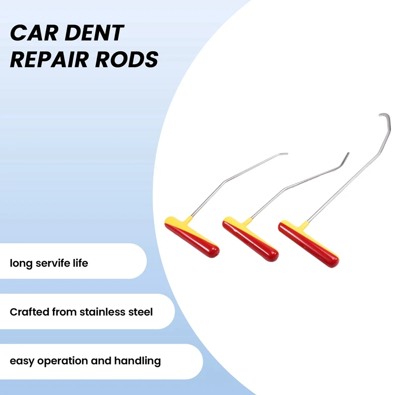 A19F-Car デントリペアロッド デントリムーバーフックツール ステンレス鋼修復ツール 車自動車ボディデントリペアロッド