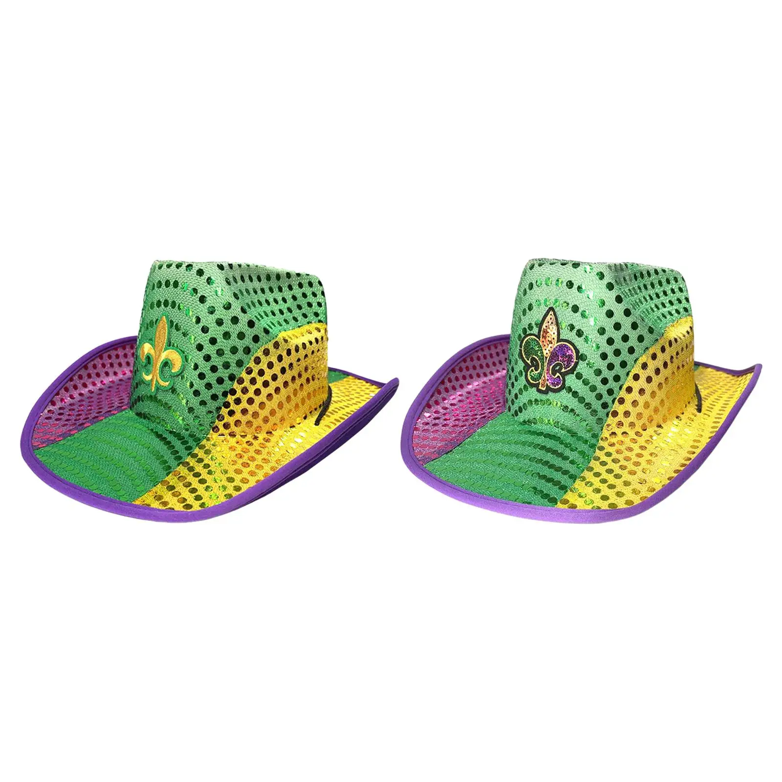 Sequin Cowboy Hat Photo Props Costume Hat Comfortable Western Cowgirl Hat for Nightclub Role Playing Holiday Birthday Wedding
