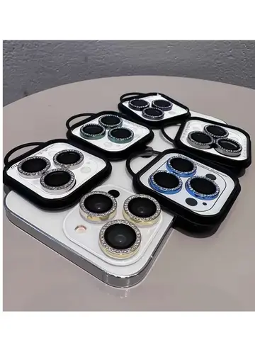 2-3Pcs For Iphone 14 15 16 Pro Max 9D Rear Diamond Lens Protector For Iphone 11 12 13 Pro Max Camera Glass Ring Cover Case Film
