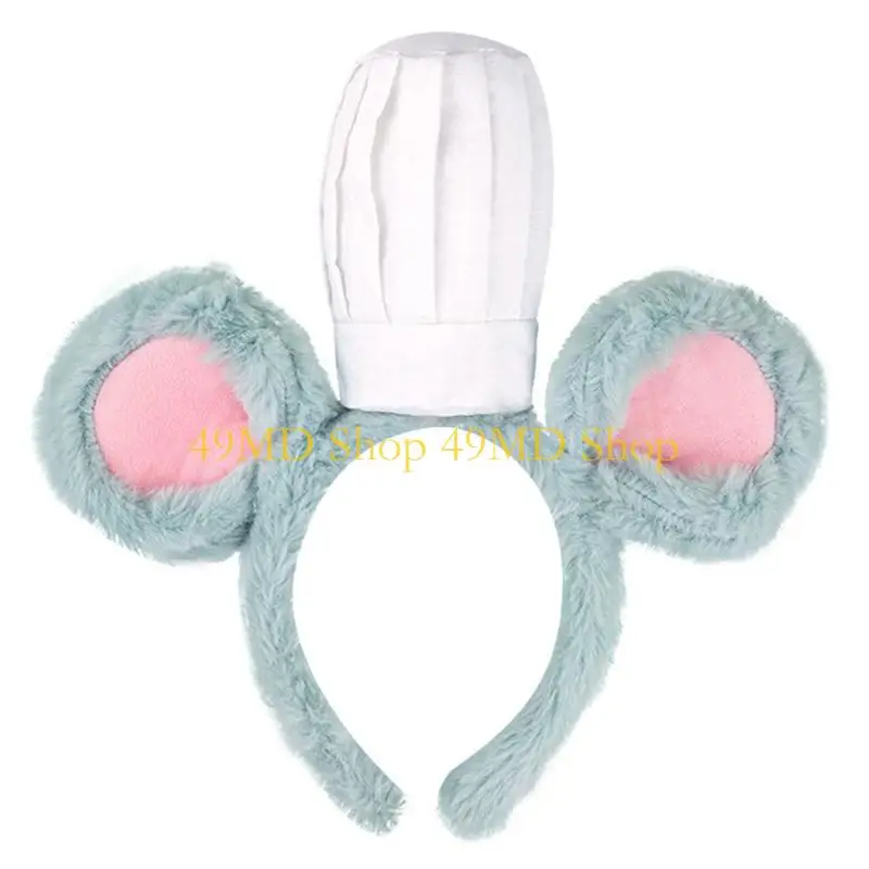 49MD Plush Mouse Ears Headbands Chefs Hat Decoration Headpiece Universals Headpiece