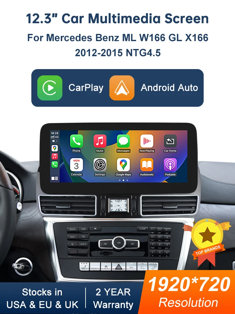 12,3 ''Multimedia Display Für BenzML W166 GL X166 GLE GLS 2012-2018 Touchscreen Drahtlose Carplay Navigation Android auto