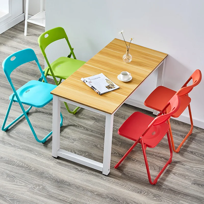 Folding Backrest Dining Chair Portable Home Office Chair Lightweight Metal Compact Computer Chair
