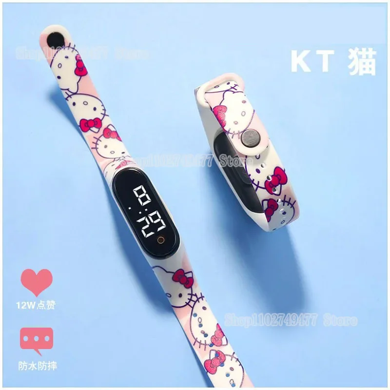 Disney Stitch electronic watches cartoon cute Hello Kitty LED white light touch waterproof student watch personality cool