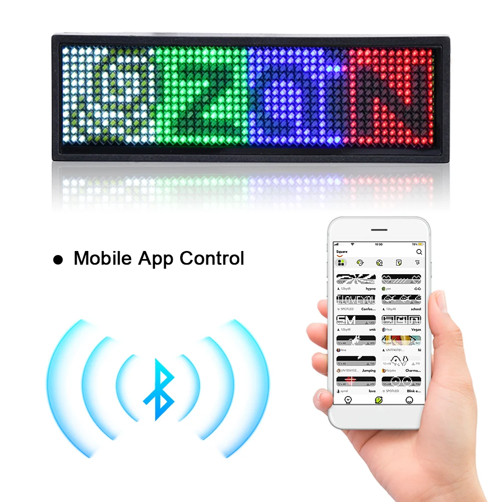 Mini LED Digital Display DIY Programmable Scrolling Message Board Bluetooth APP Control Name Badge Module Price Tag USB Charging