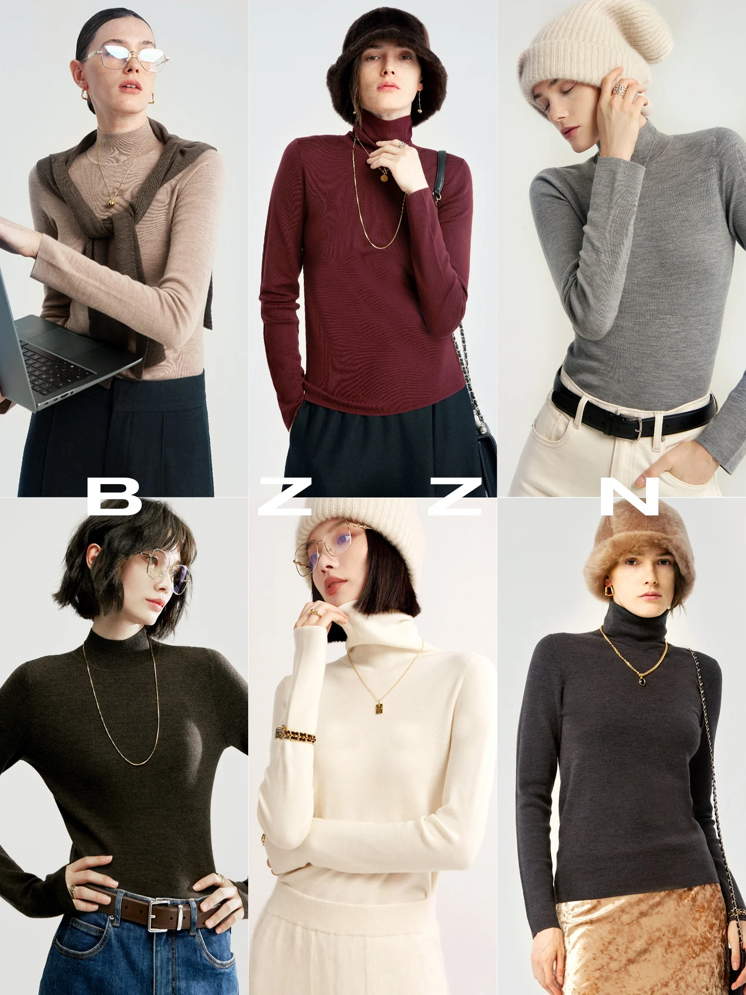 

BZZN Pleasing Thiened Woolen Base irt round Ne f Вязаный свитер с высоким воротником Мягкий теплый повседневный женский топ