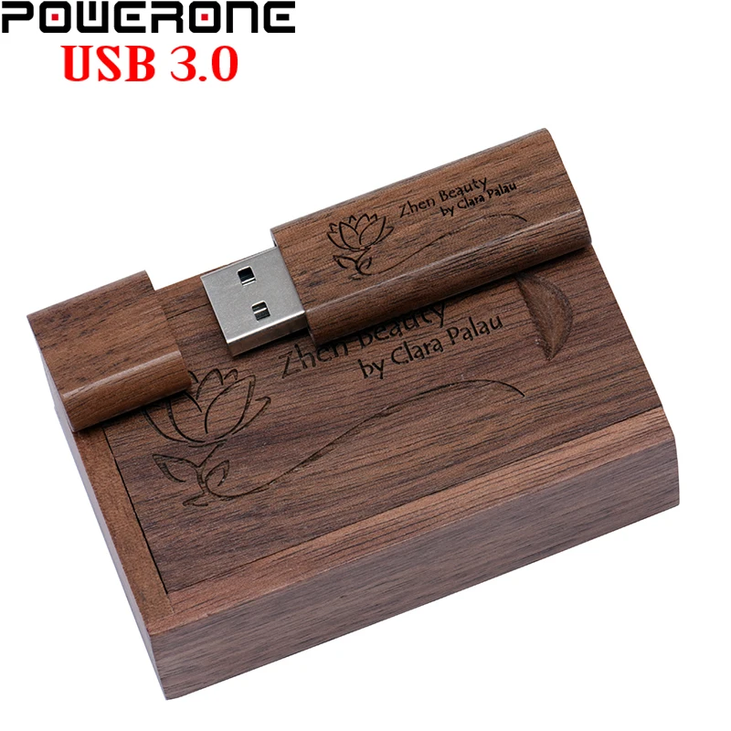 Free LOGO Wooden High Speed Flash Drive 64GB Wedding Gift USB 3.0 Pen Drives 16G Beautiful Memory Stick 32GB TV External Storage