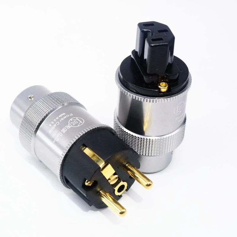 New Hi-End Krell Gold Plated US/EU Power Plug IEC Audio Connector HiFi AC Power Cord Plugs For Audiophile DIY Cable Plugs