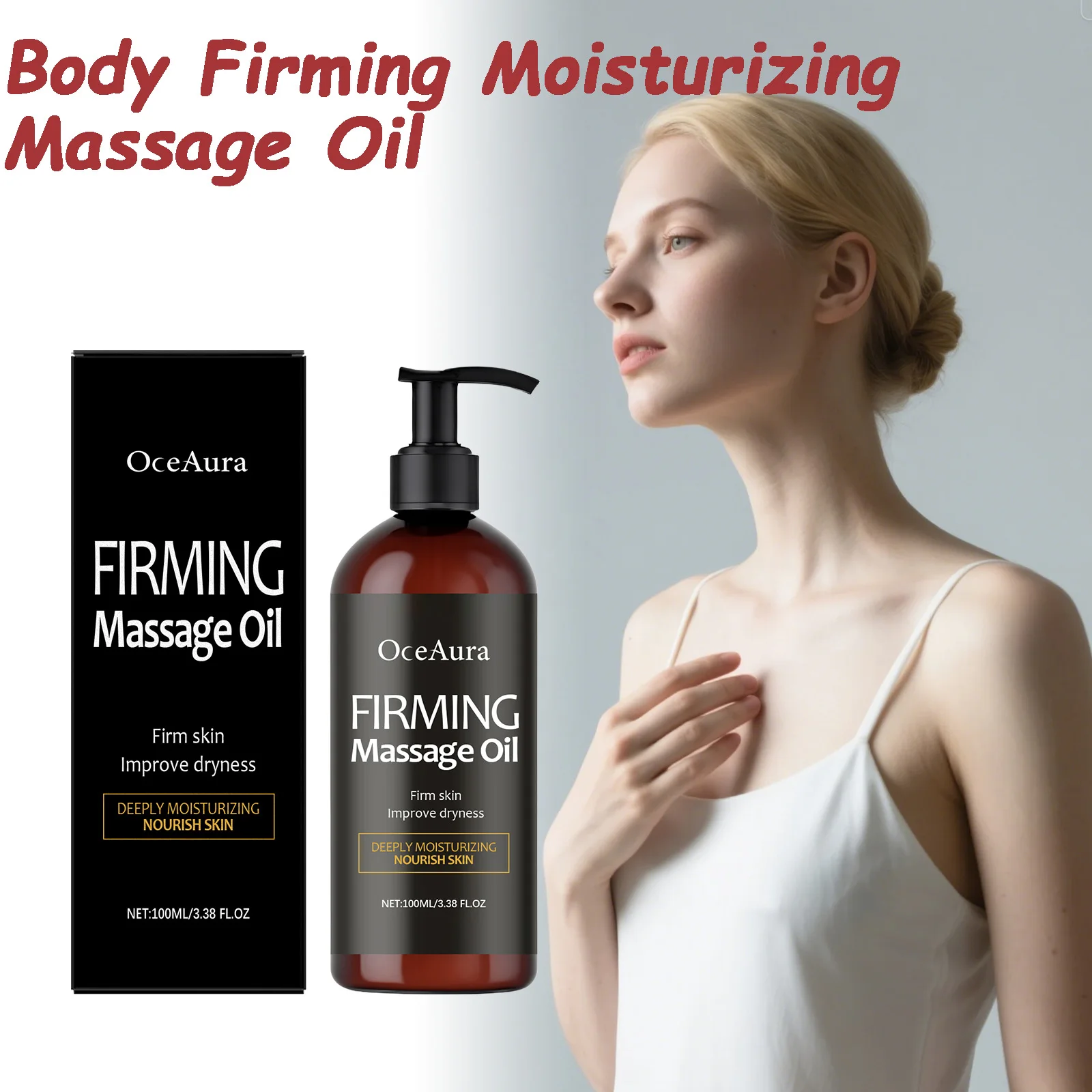 Óleo de massagem para endurecimento corporal, nutrição profunda para pele seca, hidratante, alisamento, óleo de massagem corporal macio e brilhante