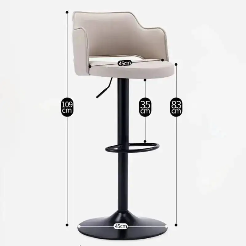 Banqueta de Luxo Minimalista de Alta Qualidade em Metal, Cadeiras de Bar Giratórias com Almofada Branca, Banqueta Premium Alta para Cozinha