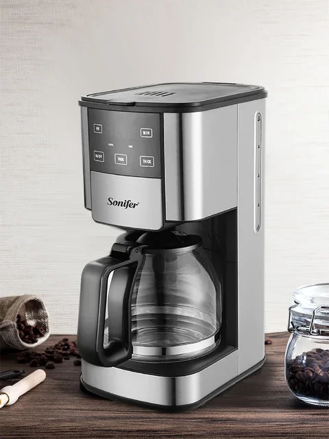 Drip Coffee Maker 1.8L With Filter Programmable Timer Household 1000W Digital Display Coffee Machine With  Functio