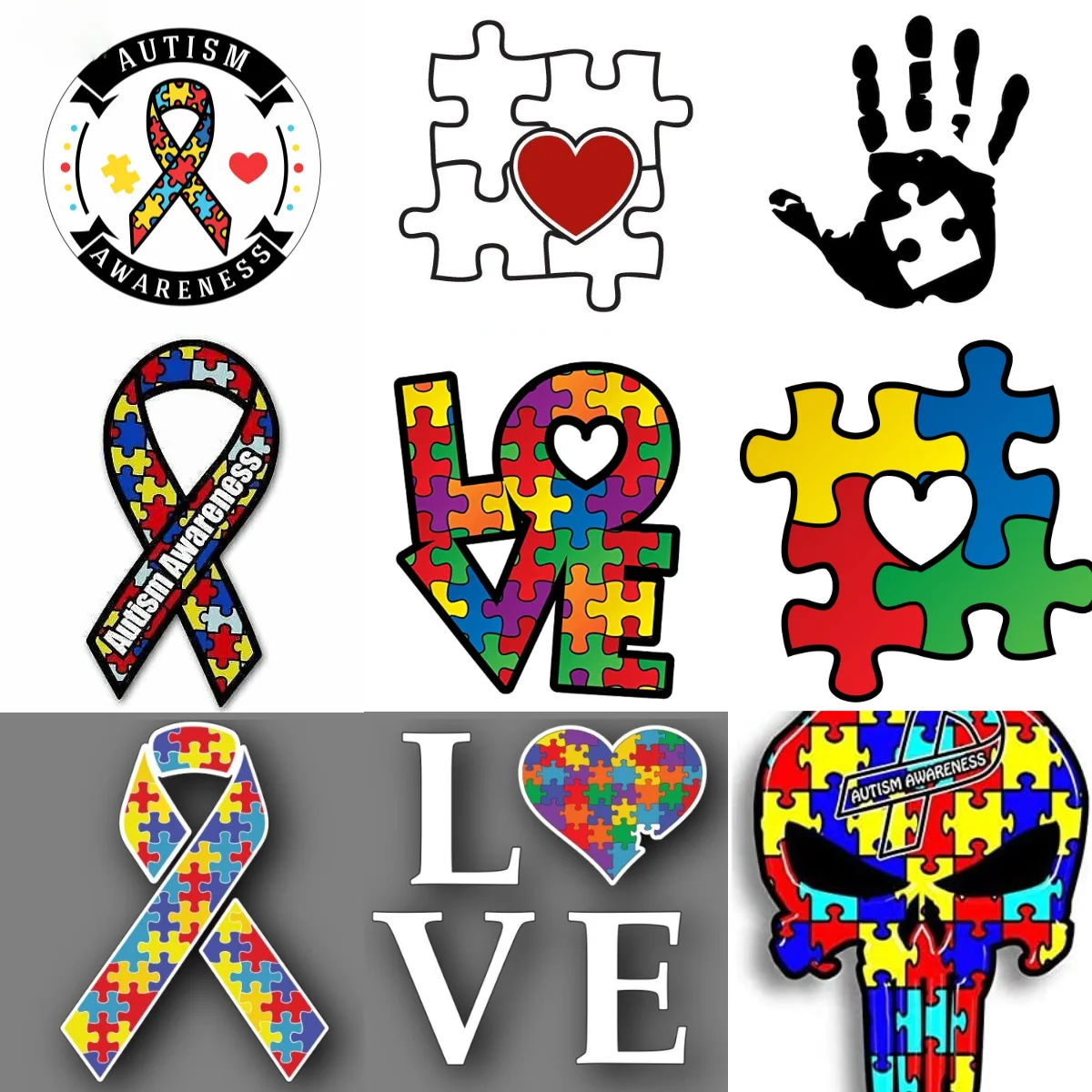 Autism Awareness Care Autism Color Jigsaw Creative Sticker for Decorate Car Bicycle Helmet Window Wall Decal view 2