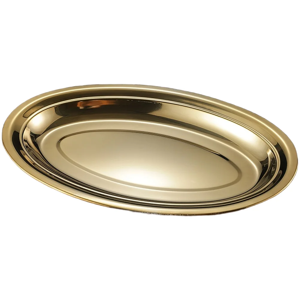 Deep Oval Stainless Steel Serving Dish for Fish and Pasta Stackable Space Saving Non Slip Bottom for Stability