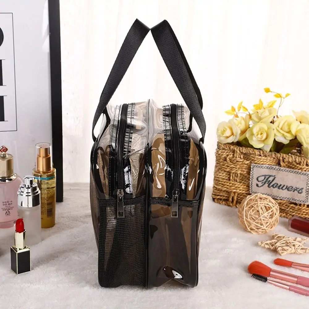 Multifunction Transparent Cosmetic Bag PVC Large Capacity Makeup Bag Dry and Wet Separation Waterproof Travel Toiletry Bag