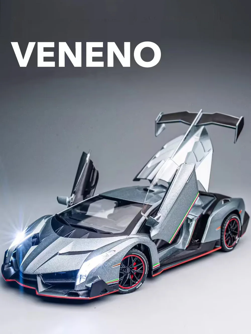 1:24 Scale Veneno Alloy Cars Model Diecast Toys 3 Doors Can Opened Sports Car with Light Sound Vehicle for Kids Birthday Present