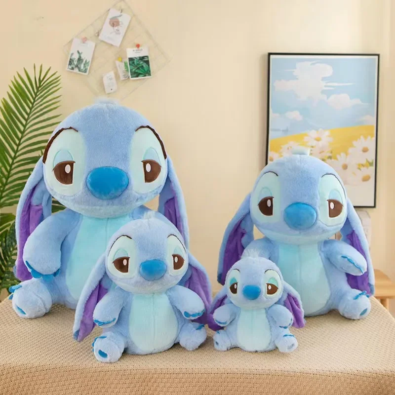 30-75CM New Disney Lilo & Stitch Doll Cartoon Angel Plush Toy Cute Anime Soft Stuffed Kawaii Companion Children's Birthday Gift