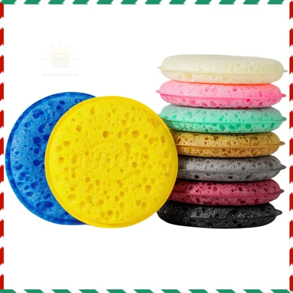 Round High Density Kitchen Dishwashing Sponge Soft Absorbent Clean Rub Pot Rust Scouring Pad Removing Household Cleaning Sponge