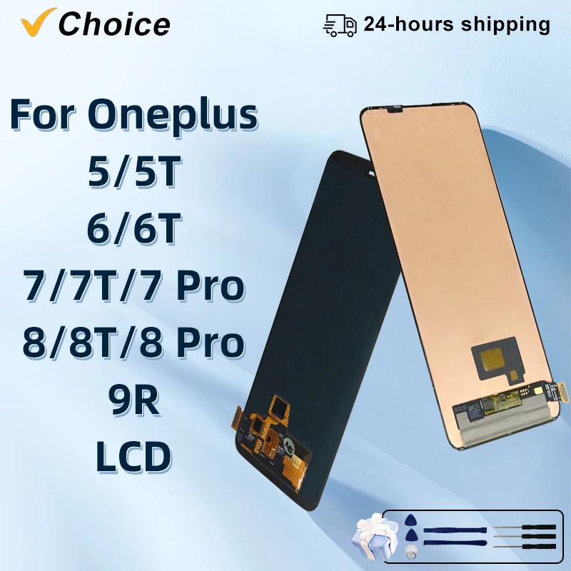 CHOICE SUPER AMOLED LCD For OnePlus 5 5T 6 6T LCD Display Touch Screen Digitizer For OnePlus 7T 7 Pro 8T 9R Replace Parts