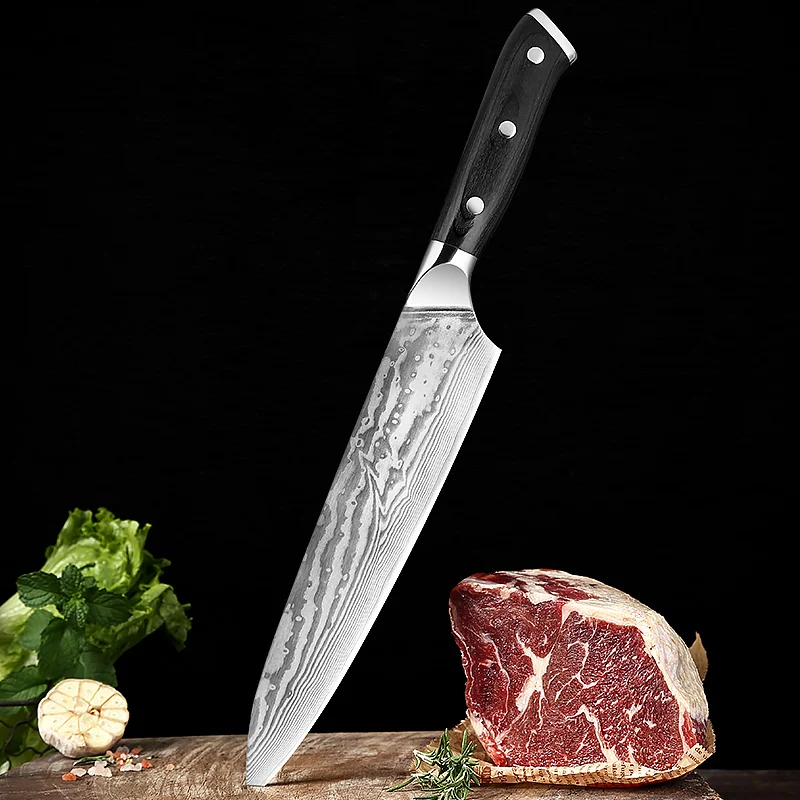 Clearance Promotion-Kitchen Knife Japanese Damascus Steel 8 Inch Chef Knives High Carbon Stainless Steel Gyuto Knife Black Wood