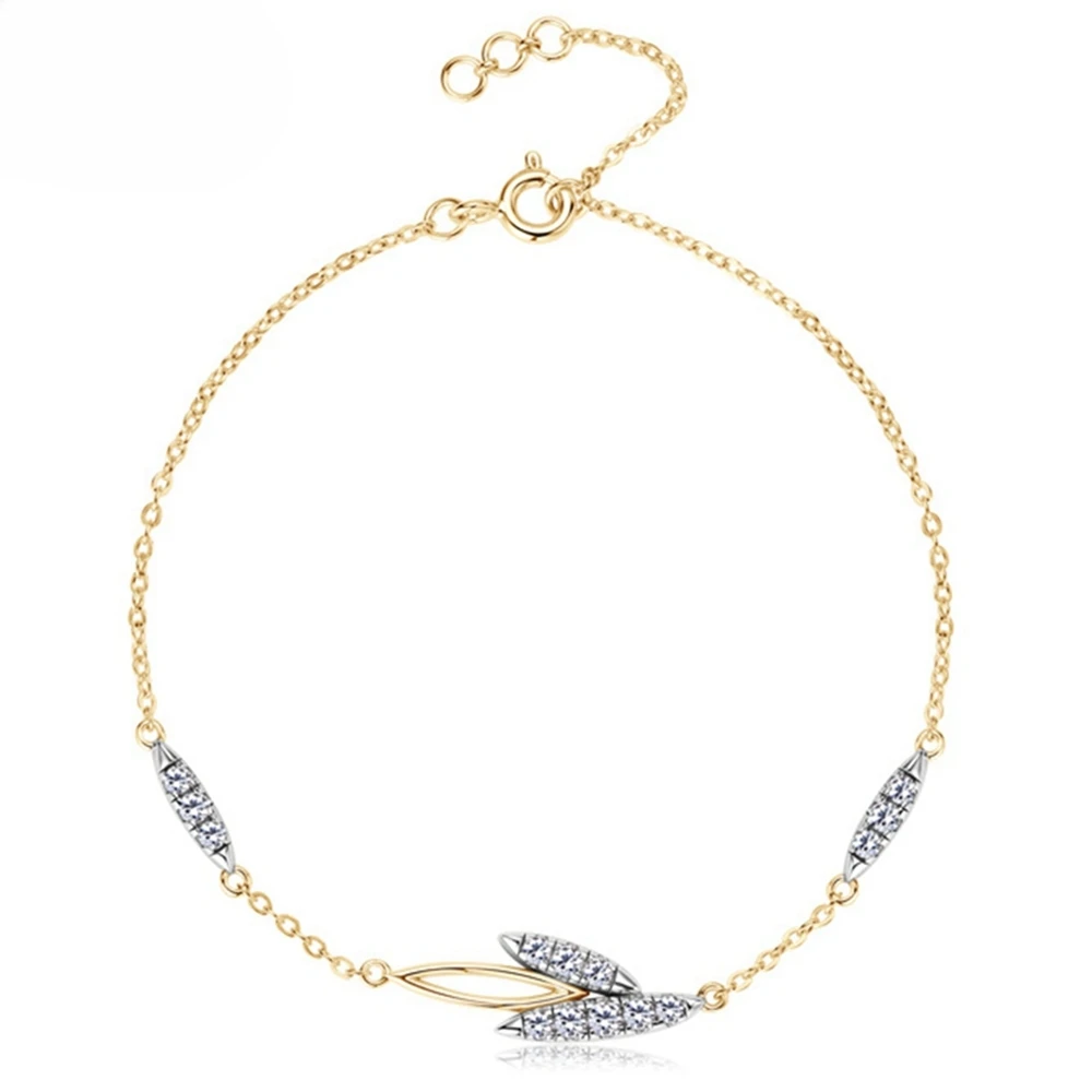 

925 Sterling Silver Certified Moissanite 18K Gold-Plated Bracelet for Women - VVS1 Clarity, 3EX Cut, D Color, with Colored Diamo