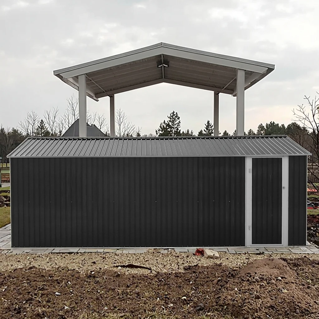 

Современный металлический сарай для садового инвентаря с окном, вместительный, для хранения велосипедов и автомобилей, из пропитанной древесины, в природном стиле