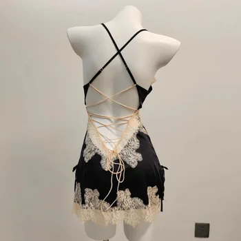 Sexy Pajamas for Women Nightwear Ice Silk Lace Beautiful Back Suspender Pajama Night…