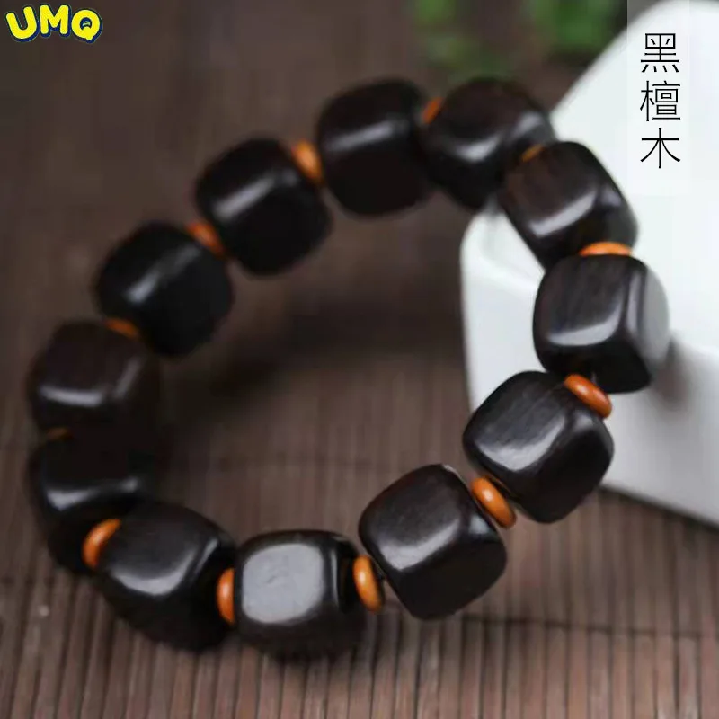 

Black Sandalwood Cube Sugar With Spacer Hand String Specification 1.8 Men's And Women's Stationery Rosary Jewelry National Style