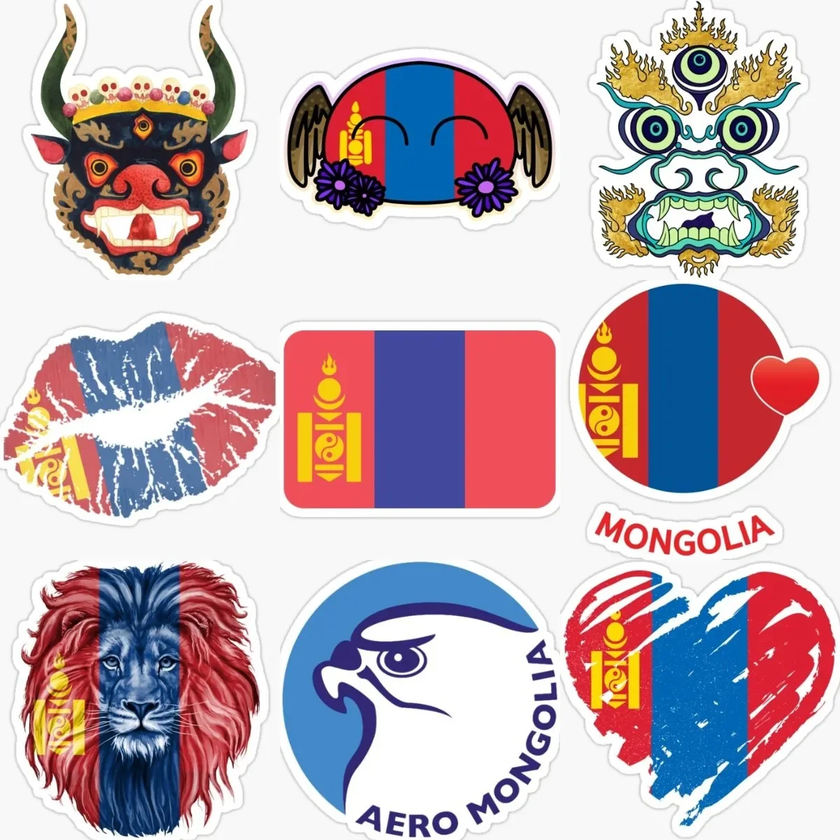 

Mongolia Flag National Emblem Stickers Laptop Truck Racing Motorcycle Car Bicycle Wall Off-road Racing Helmet Decal Assecories