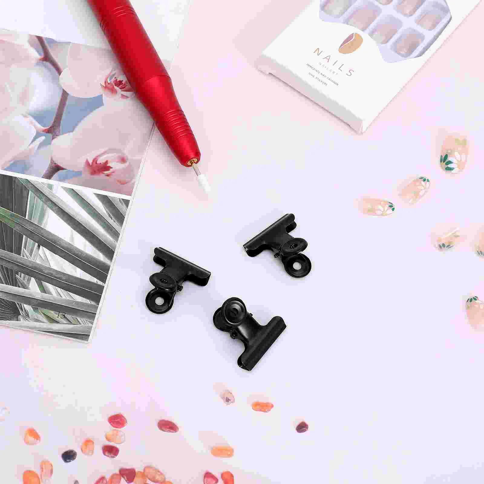 10 Pcs Binder Clips Curve Shaping Snack Sealing Stainless Steel Stationery Bills Golden Metal Grip Office