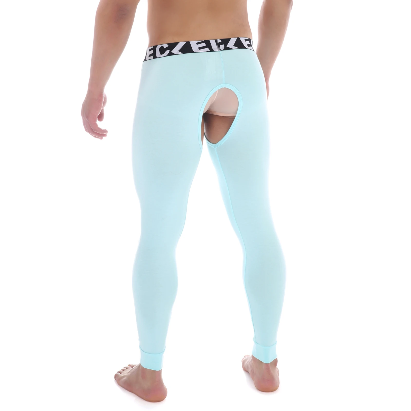 CLEVER-MENMODE Uomini caldi Biancheria intima termica modale Leggings sexy Custodia aperta per pene Glutei sul cavallo Pantaloni lunghi Johns