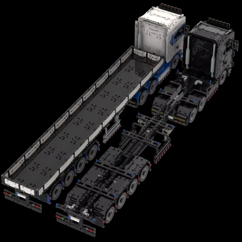 1:16 manuel MOC- 203789   Scania 770s MOC- 204214   Trémie de chargement de remorque MOC- 202330   Jouet de bloc de construction de camion de remorque à plat de poupée