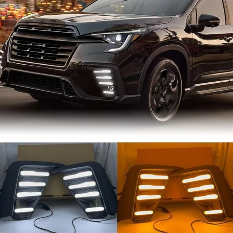 

SAAR подходит для Subaru Ascent 2024, светодиодные ходовые модифицированные дневные фары, передняя противотуманная фара, двойной цвет