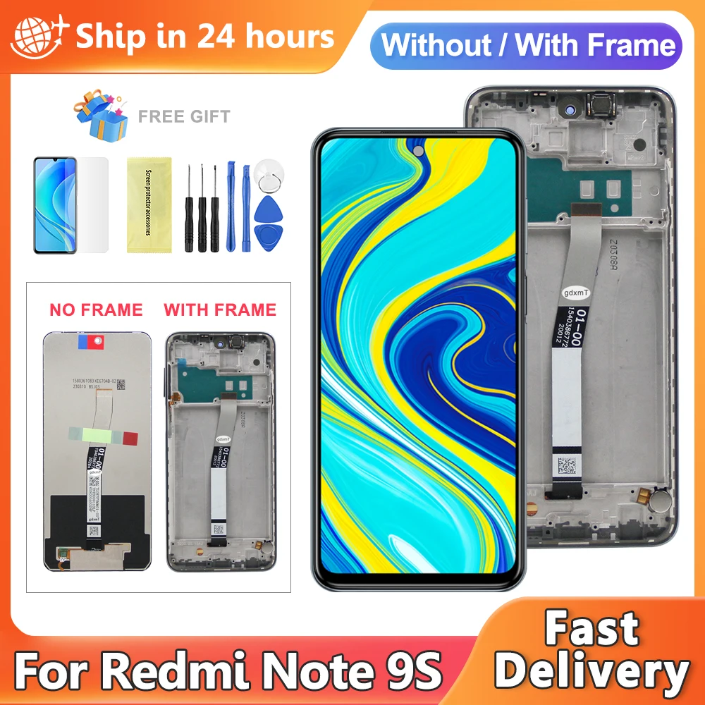 6.67'' LCD For Xiaomi Redmi Note 9S M2003J6B2G Lcd Display Touch Screen Digitizer Assembly For redmi note 9 Pro Display