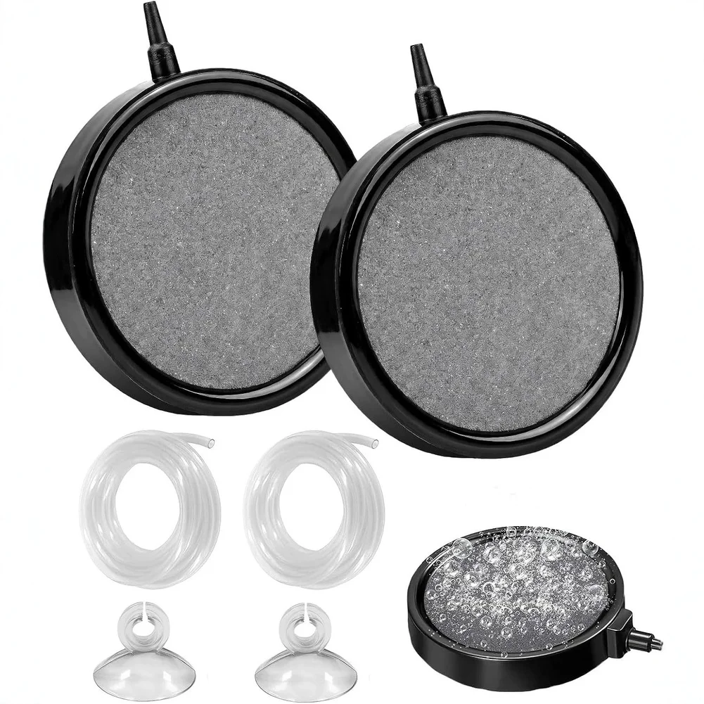 For Aquarium Oxygen Stones 2pcs Fine Bubble Quartz Diffusers with 2m Tubing and Suction Cups for Stable Aeration