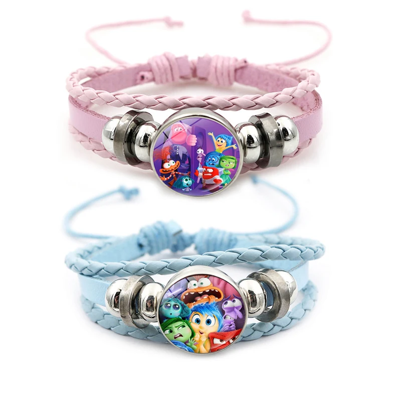 

2024 Cartoon Inside Out 2 Bracelet Weaving Leather Bracelet Jewelry Pink Bracelet Jewelry Girl Gift Children's Toy Accessories