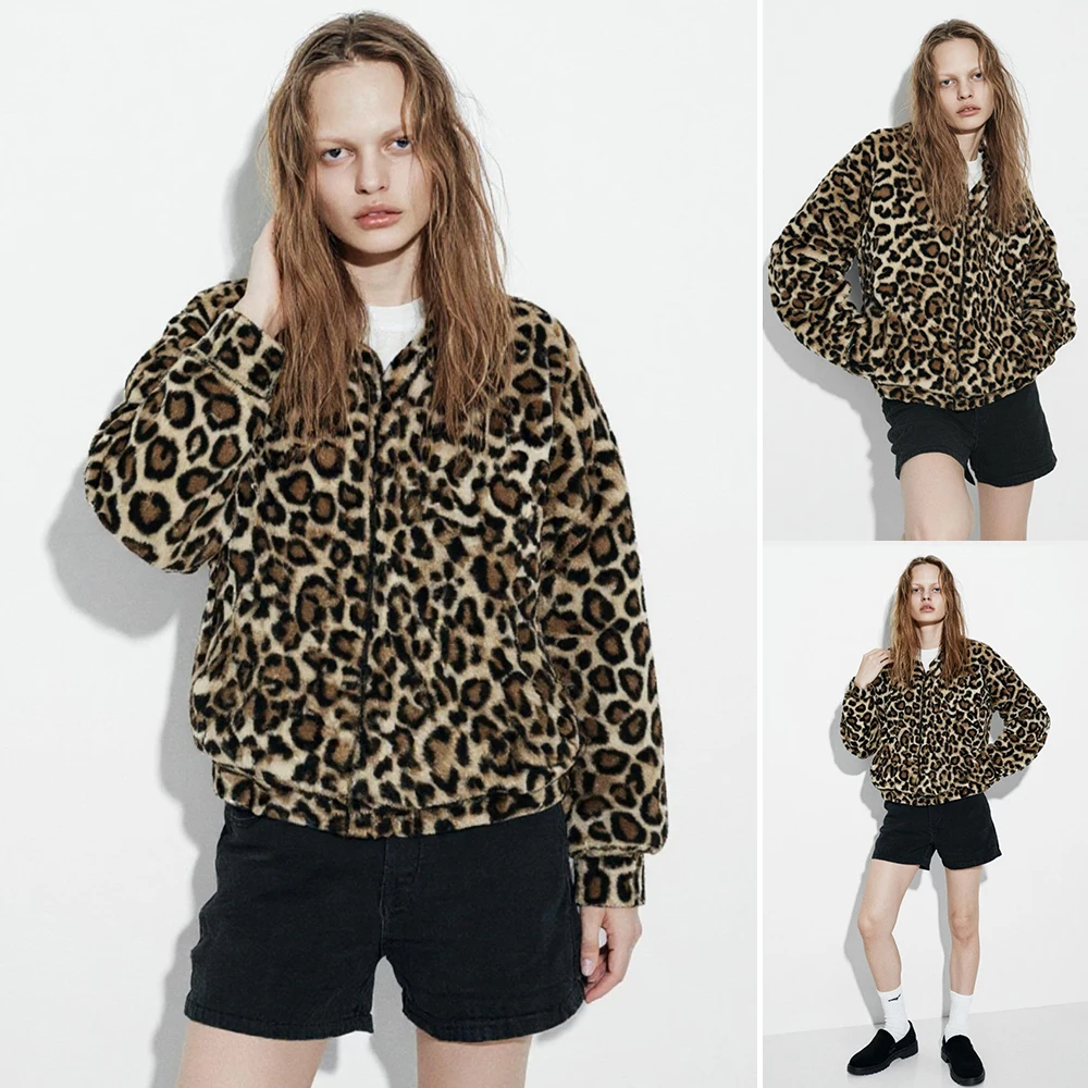 

Mia Muse Boutique женские куртки осень-зима мода 2025 леопардовый принт крутые уличные повседневные куртки с v-образным вырезом и длинными рукавами