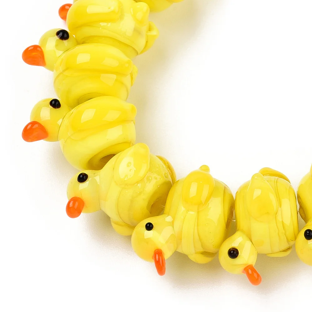 40pcs Cute Yellow Duck Lampwork Glass Beads Animal Loose Spacer Beads for DIY Bracelet Necklace Handmade Jewelry Making Crafts