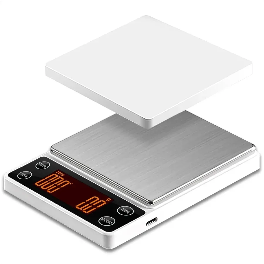 

Espro Scale with Timer 3kg 0.1g Accuracy Coffee Bean Scale Digital Portable Rechargeable Auto Tare Smart Water Flow White