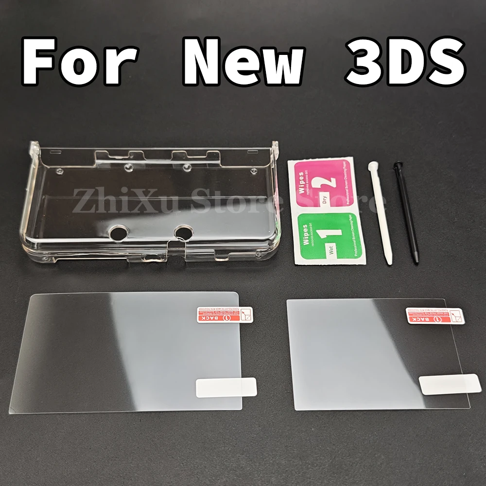 1 Set Plastic Clear Crystal Protective Hard Shell Skin Case Cover For New 3DS Console With Film