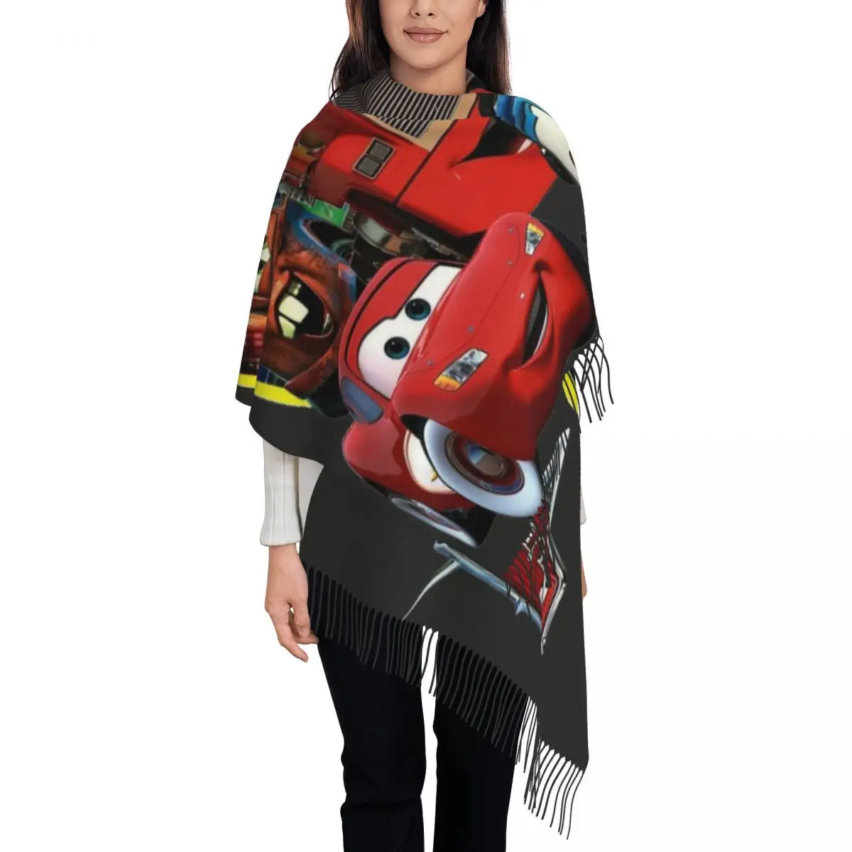 

Изготовленный на заказ шарф Lightning McQueen Mack, женская мода, зима-осень, шаль с кисточками, накидки