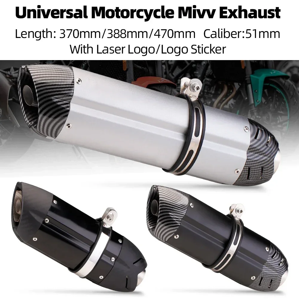 51MM Universal Motorcycle mivv Exhaust Muffler Escape for Z250 Z800 Z900 R1 R3 R6 R25 MT07 ZX10R ZX6R ETC Exhaust Escape Modify