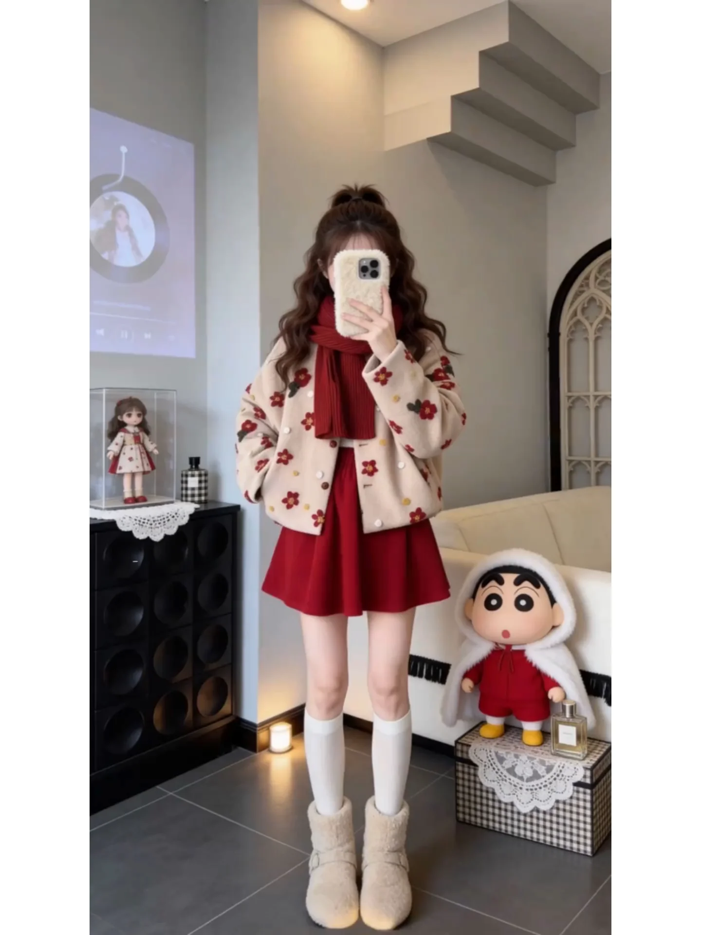 

Ele Floral Open Cardigan Warmth Faionable Set Soft Supportagel Slimming Sli Polyester Long Sve Button up