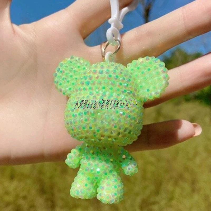 

DIY Rhinestone Key Ring Small Cute Shiny Bear Crystal Doll Diamond Painting Mosaic Cross Stitch Kid Girl Bling-bling Gift