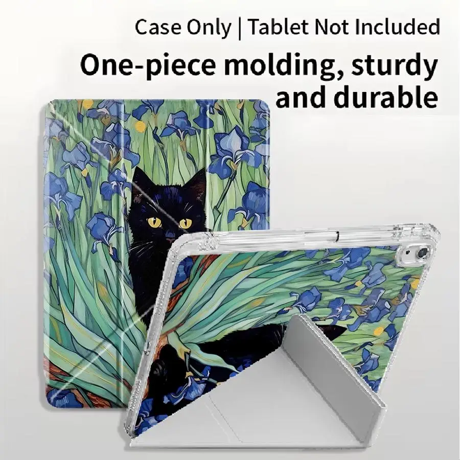 capa-suporte-para-tablet-ipad-air-4-5-m3-m2-m4-11-polegadas-pro-2025-11ª-10ª-9ª-8ª-7ª-geracao-129-polegadas-mini-6-7-y-fold-black-cat-iris