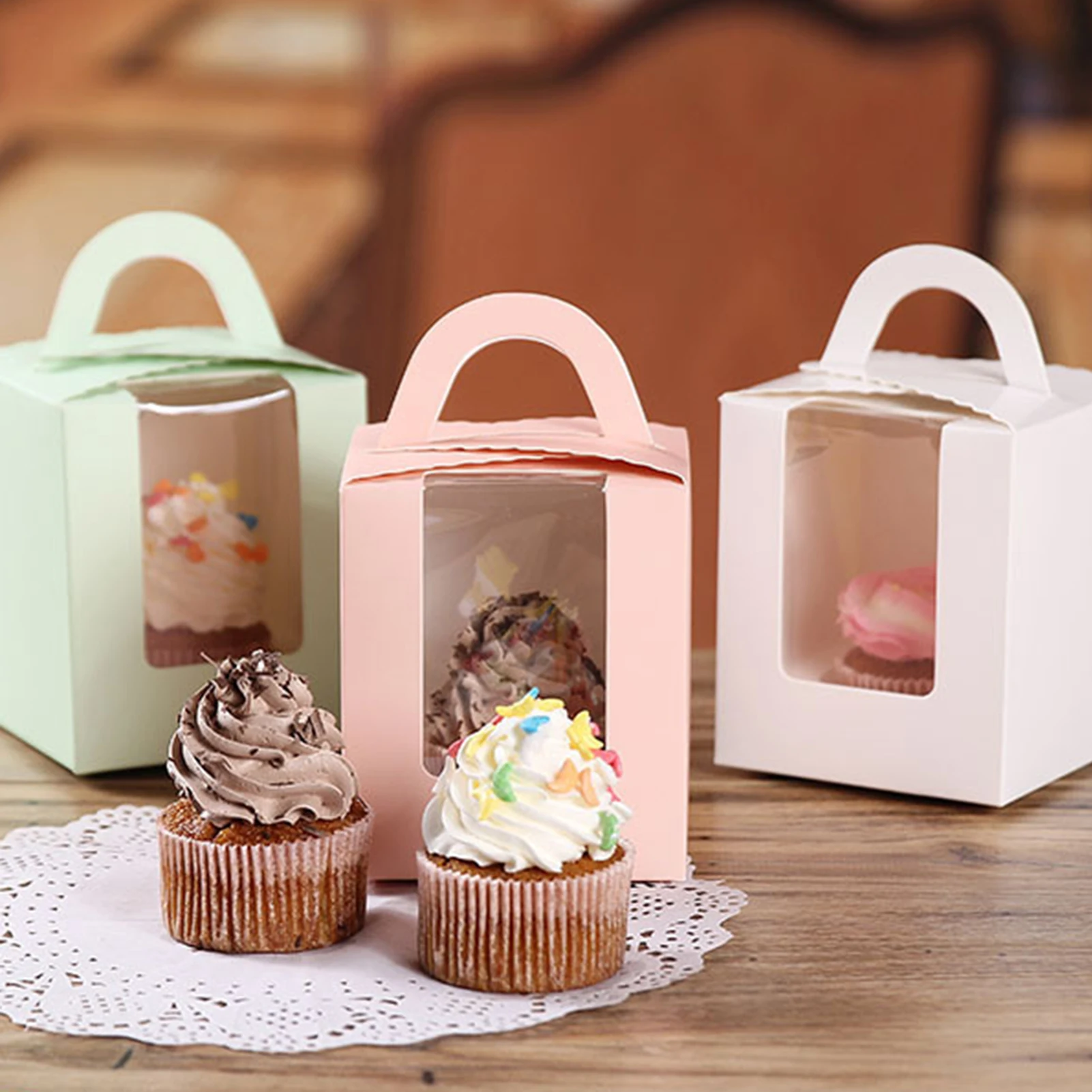 

50pcs Cupcake Storage Box Christmas Muffin Cake Bag Exquisite Compact Cake Box For Wedding Party Festival Celebration Gift Boxes