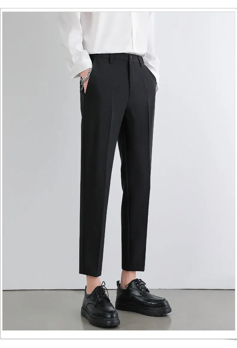 Novo estilo de calças de terno para homens no outono em linha reta versátil casual magro coreano