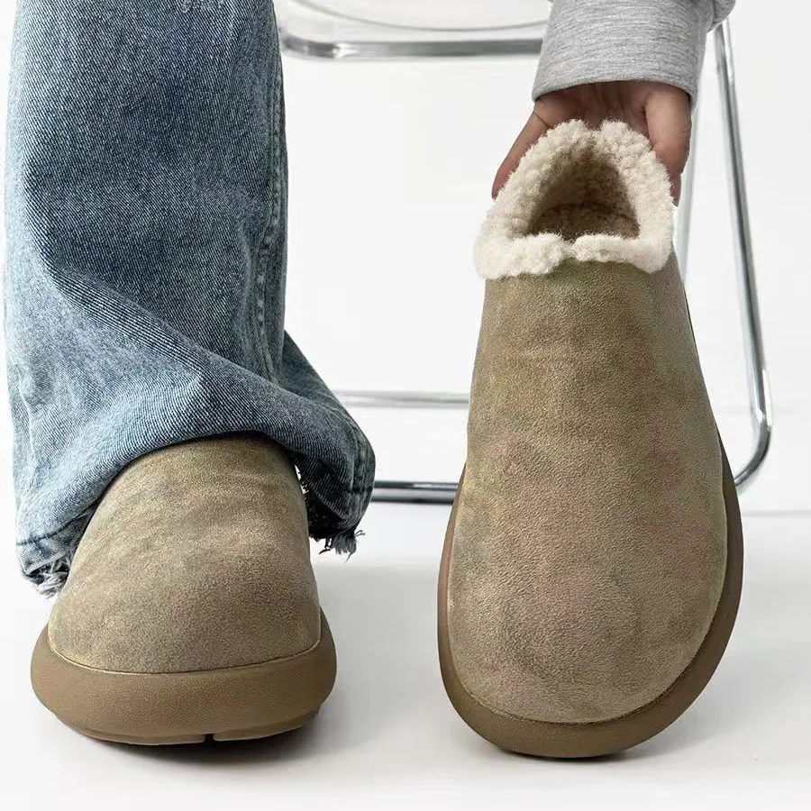 Boken zapatos zapatos de hombre 2025 zapatos de algodón de invierno zapatos de hombre bolso de punta completa zapatillas de algodón con tacón