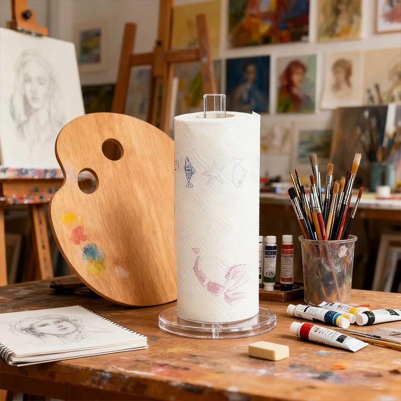 

Transparent Tissue Paper Holder Bathroom Towel Stand Countertop Acrylic Vertical Storage Stand For Kitchen Organization